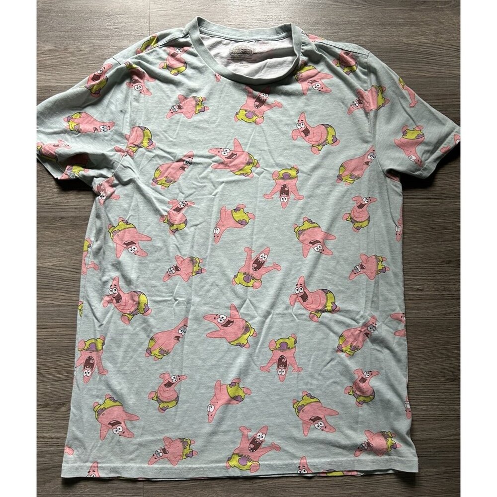 SpongeBob SquarePants Light Blue Patrick Expressions Print Graphic T Shirt Large